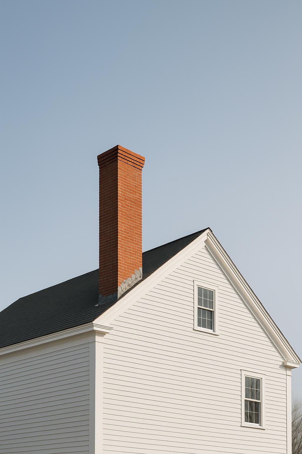 Brick chimney on a colonial house (illustration)